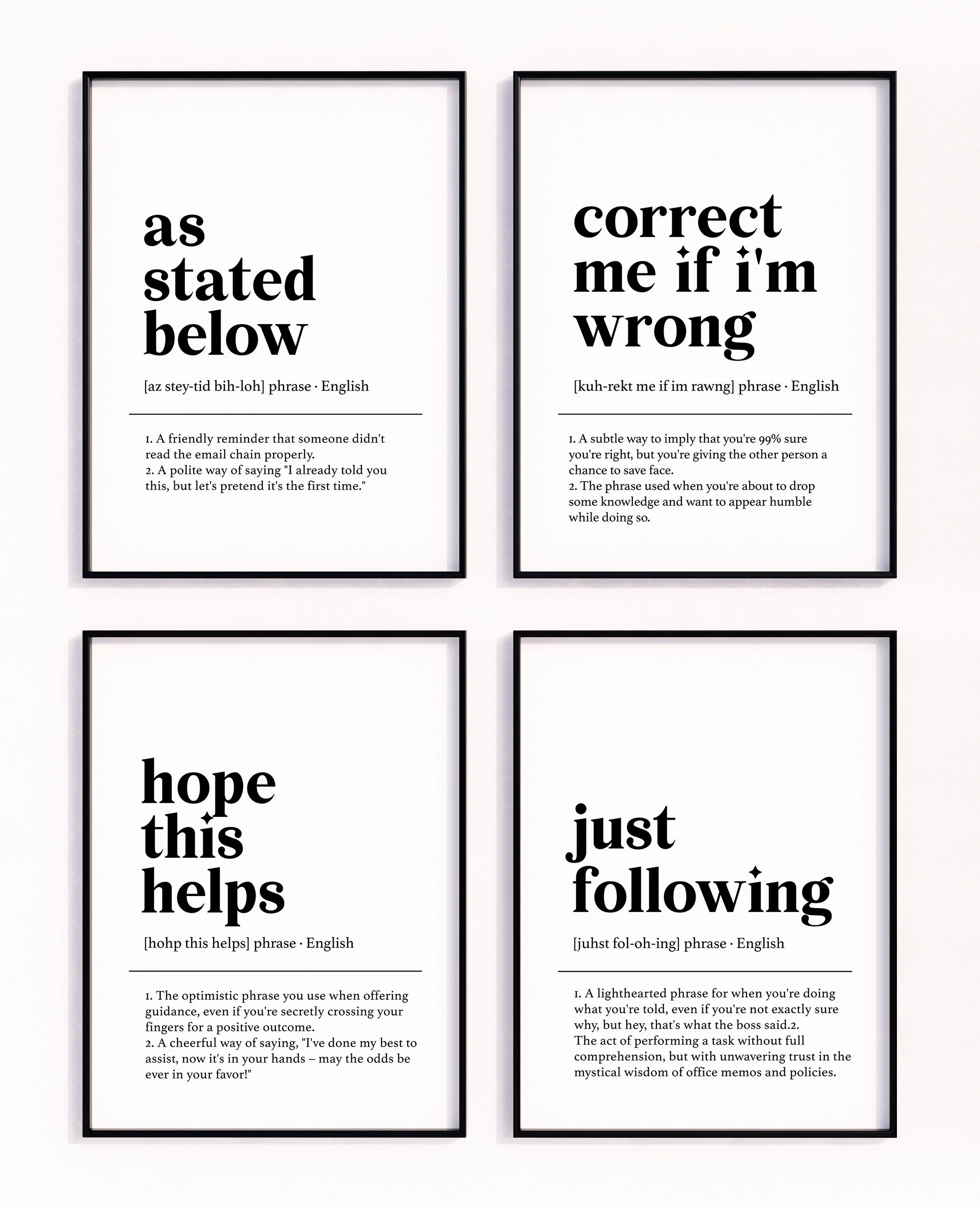 مضحك تعريف طباعة أبيض وأسود يقتبس قماش اللوحة مكتب مكتب الملحقات زميل العمل هدية ديكور جدران مكتب المنزل #5