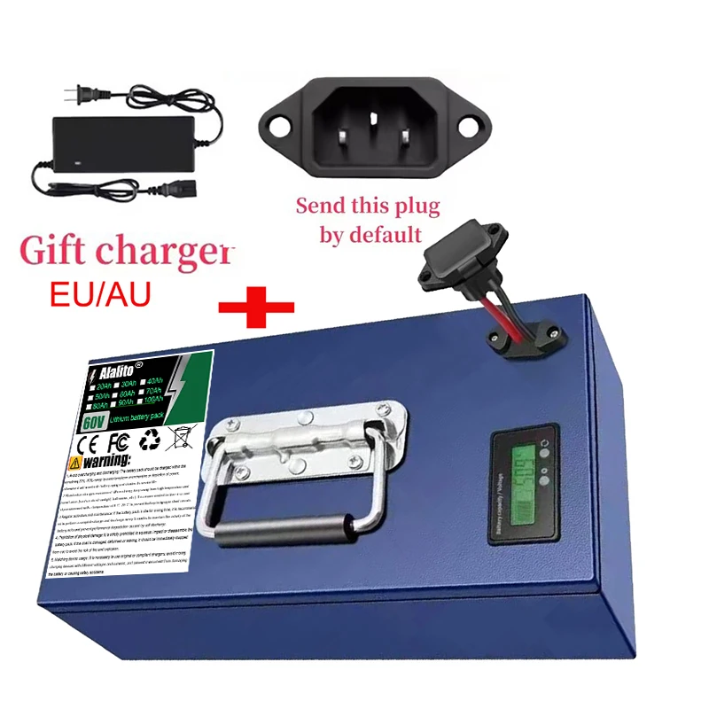 Delivery within 24 hours, for 250-2000W motor equipment, 60V 100Ah 18650 lithium-ion battery