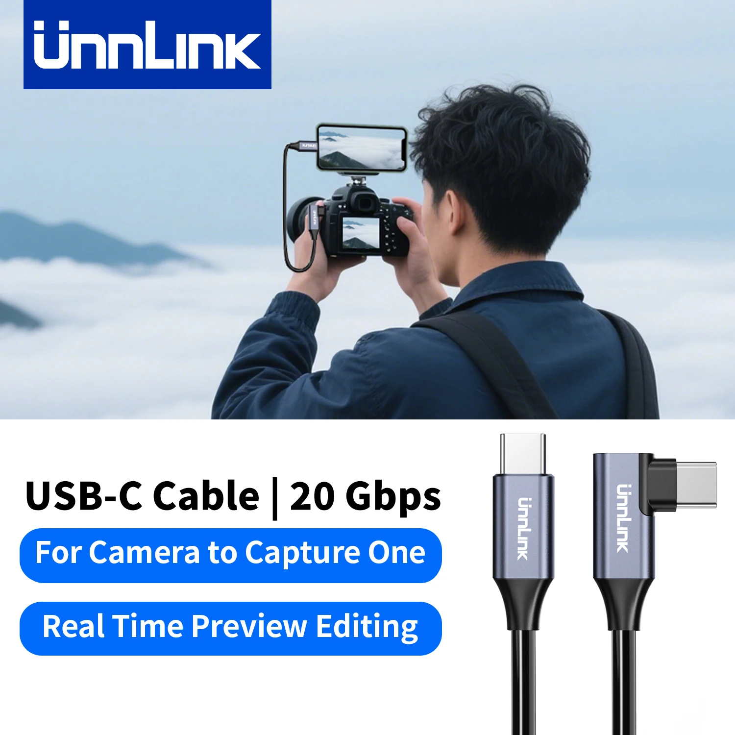 

Unnlink USB C Data Cable, Phone Connect to Camera , Real Time Preview Editing Video Images