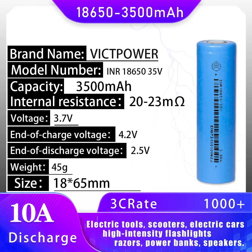 18650 аккумуляторов inr18650 35 В 3500 мАч 3C 10A аккумулятор 18650 аккумулятор аккумулятор 18650 литий железо фосфатный аккумулятор