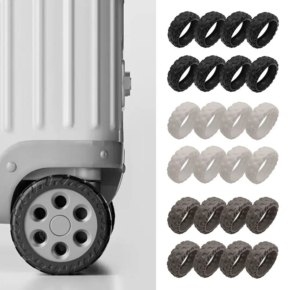 8Pcs Silicone Luggage Wheels Protector Cover Reduce Noise Shock Absorption Suitcases Wheel Protection Rings Anti-slip
