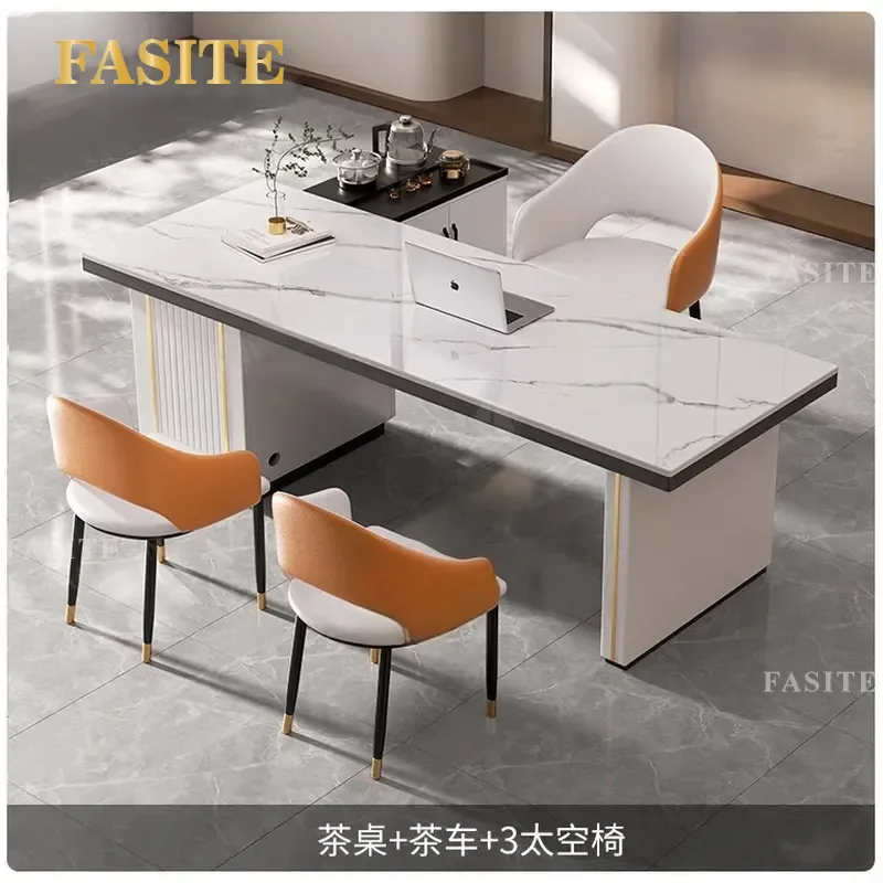 For Modern Simple Rock Slab Tea Table and Chair Set Office Light Luxury Integrated Tea Table Split Island Complete Furniture
