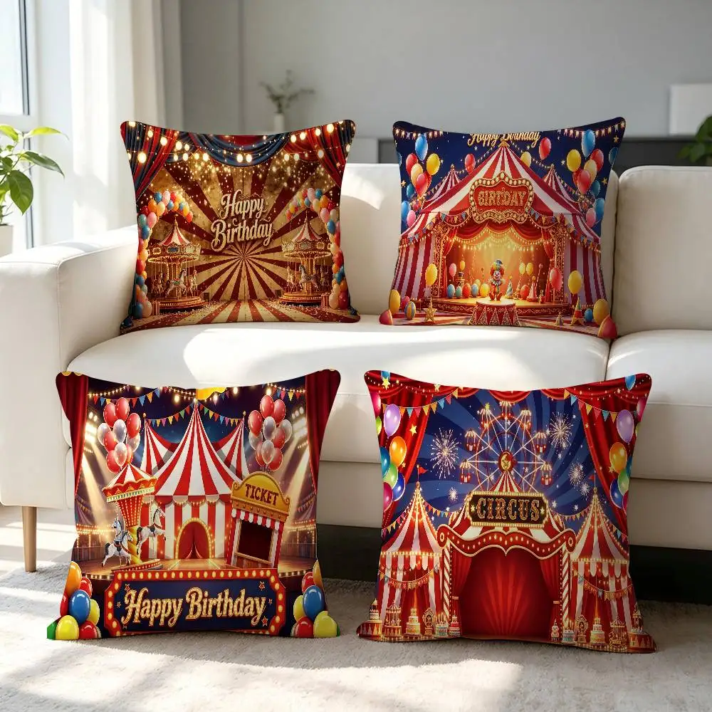 Circus Carnival Pillow Cushion Cover Pillowcase Living Room Sofa Home decorative pillowcase