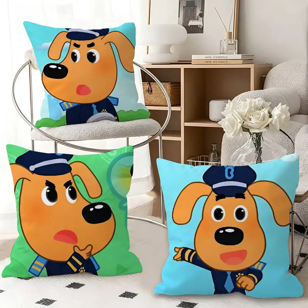 1pc Cartoon S-Safety Sheriff L-Labrador Pillow Case Fashion Square Pillowcase Bedroom Sofa Room Ins Decoration Leisure