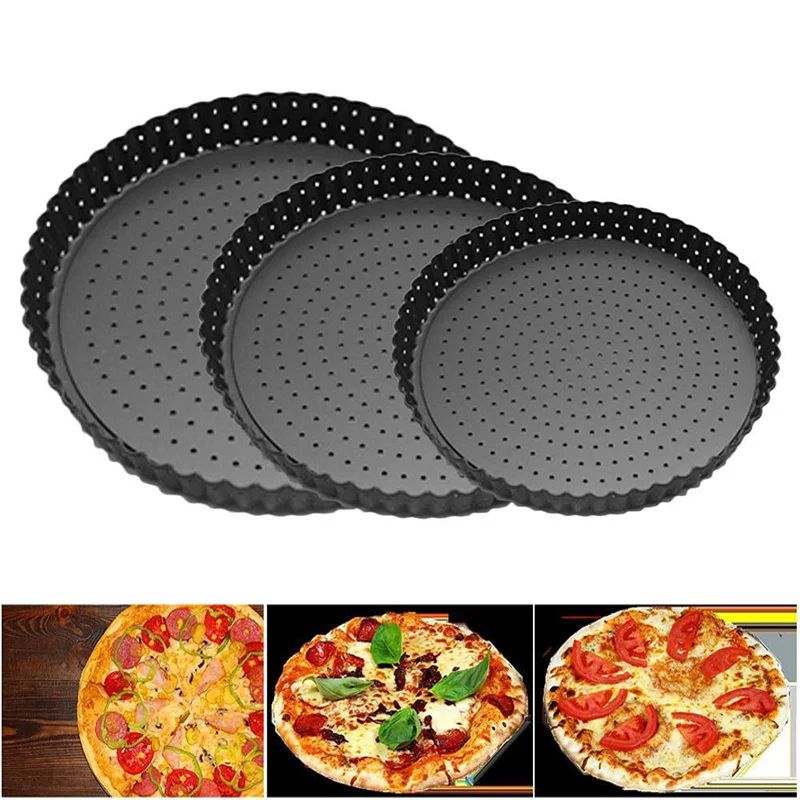 5/8/9 Inch Round Pizza Pan Non-Stick Baking Tray Carbon Steel Tart Quiche Flan Pan Cake Mould Bottom Removable Pie Pan Bakeware