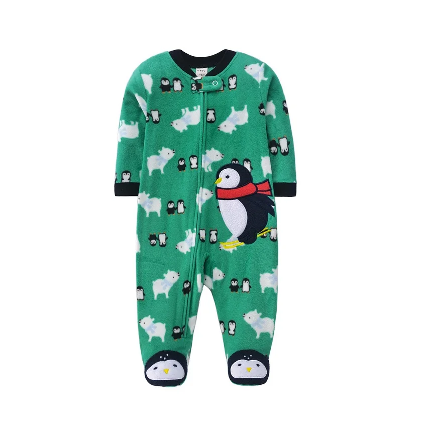 2023 Winter Warm Newborn Baby Romper Pajamas Fleece Foot-wrapped jumpsuit Babi Girl Cartoon Cute Romper Pjms