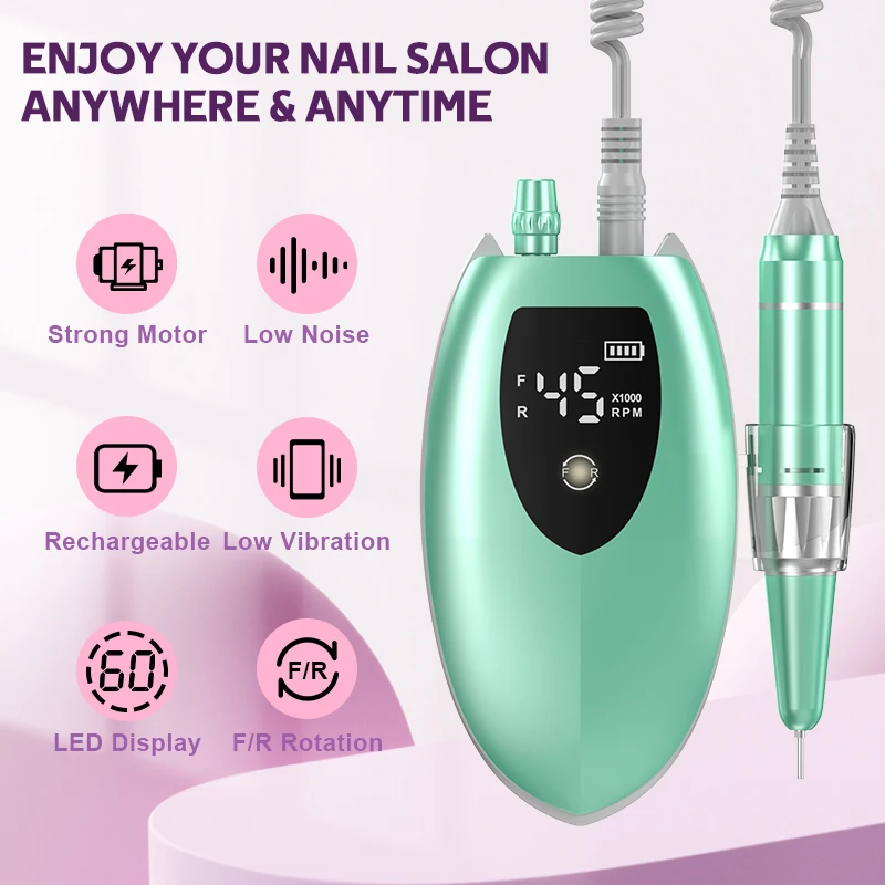 جديد 2024 طلاء الأظافر شحن المحمولة الكهربائية مزيل الأظافر الجلد الميت طحن آلة تلميع الأظافر