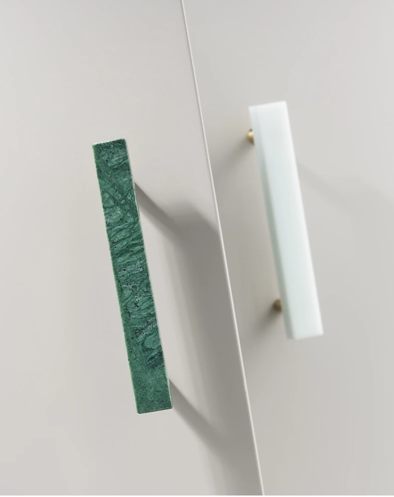 Dooroom Messing-Marmor-Stein-Möbelgriffe, Weiß-Grüne Lange Runde Zuggriffe für Schränke, Kleiderschränke und Kommoden, Großhandel Verfügbar – Detail 8
