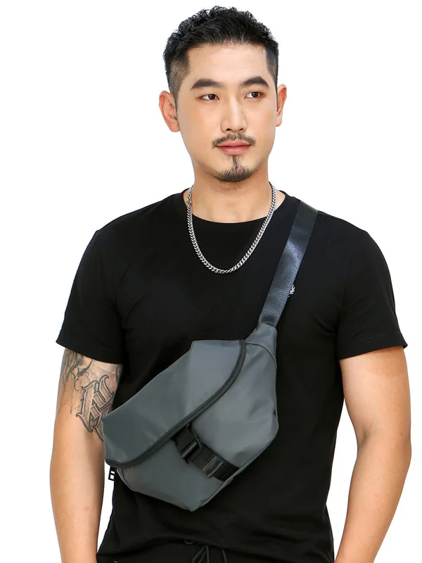 軽量ナイロン防水トラベルチェストバッグシングルショルダー大容量スポーツフォンバッグ男性用フリップカバースタイルストリートウェアトレンド