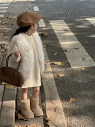Children's Noble Korean Imitation Fur Vest 2024 Autumn and Winter New Girls Fashion Versatile Internet Celebrity Jacket Fashion