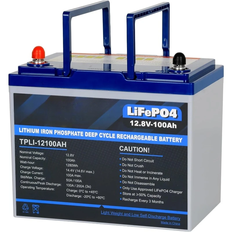 LiFePO4 Lithium Battery, Upgrade Mini Size & Lightweight, 100A Smart BMS, Deep Cycle Low Temperature Protection Battery