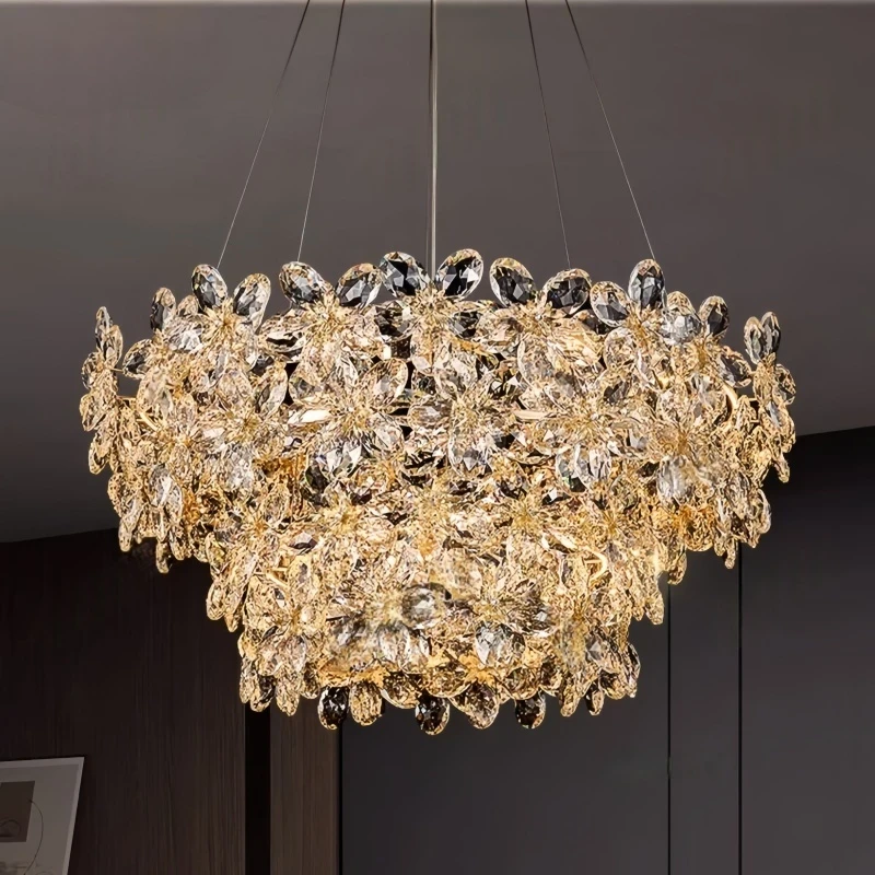 

Nordic Style Design Four-leaf clover Crystal Chandelier Pendant Light Luster Ceiling Lamp Dimmable for Hotel Villa living room