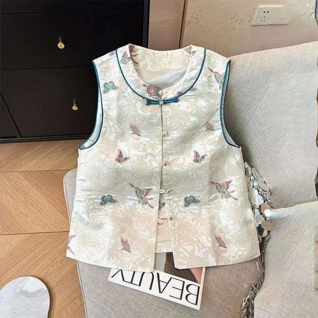 

Women's High-End Embroidered Vest Spring Autumn National Style Beautiful Inner Ware Fashionable Women's Clothing