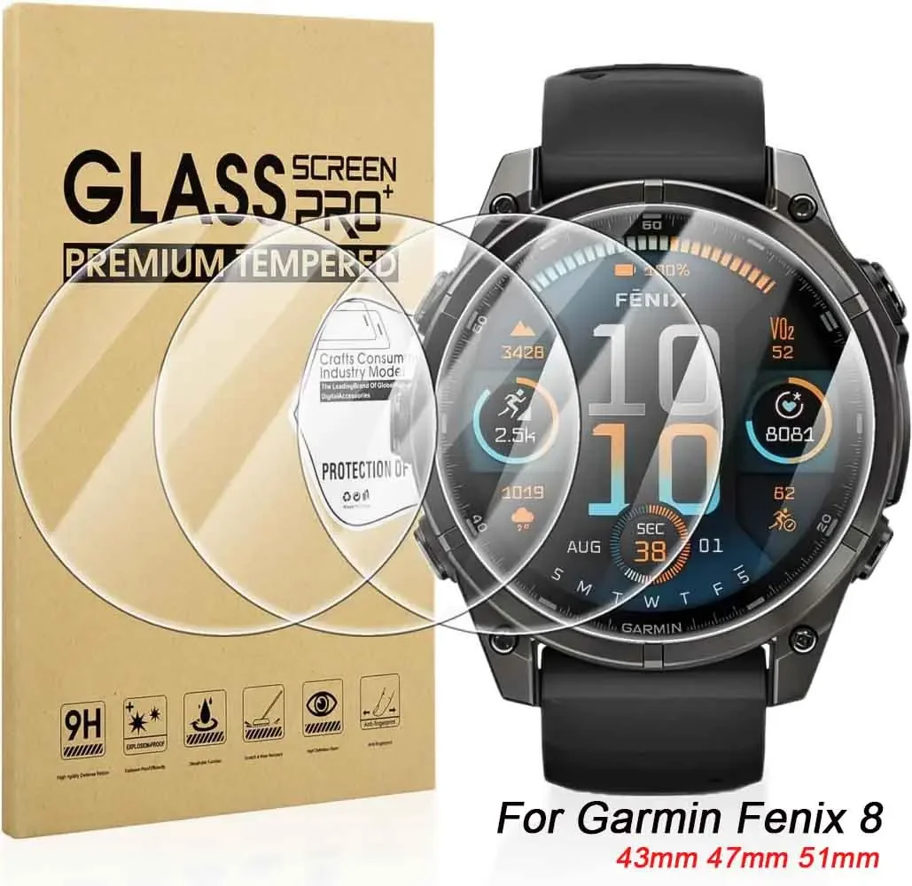 Kaca Tempered untuk Garmin Fenix 8 43mm 47mm 51mm smrtatch HD Anti-gores pelindung layar Film untuk Garmin Fenix 8 aksesoris