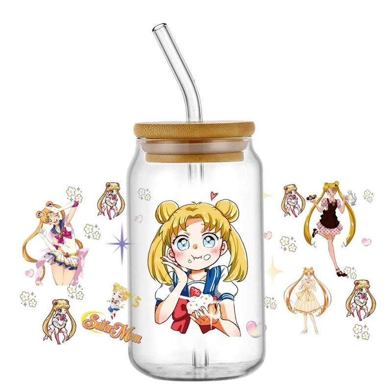 Hotsale Cartoon Cute Sailor Moon Popular Anime 16oz UV DTF 3D Transfer Sticker Wrap Decals For Glass Can Cup Craft DIY Creative view 4