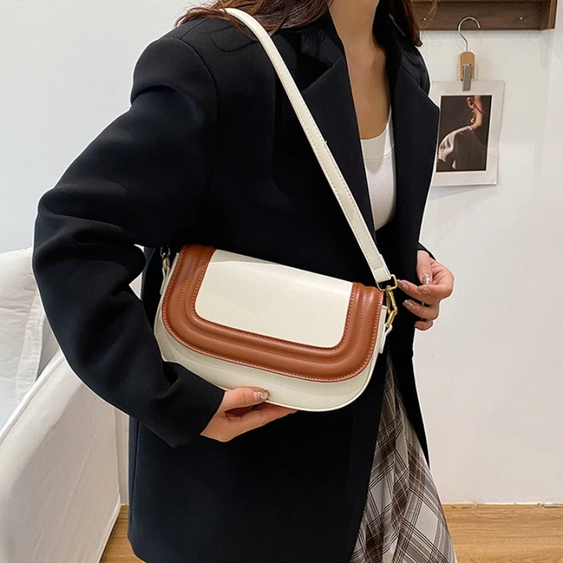 Women's Vintage Vegan Leather Saddle Bag Convertible Large Capacity Top Handle Crossbody Commuter Bag