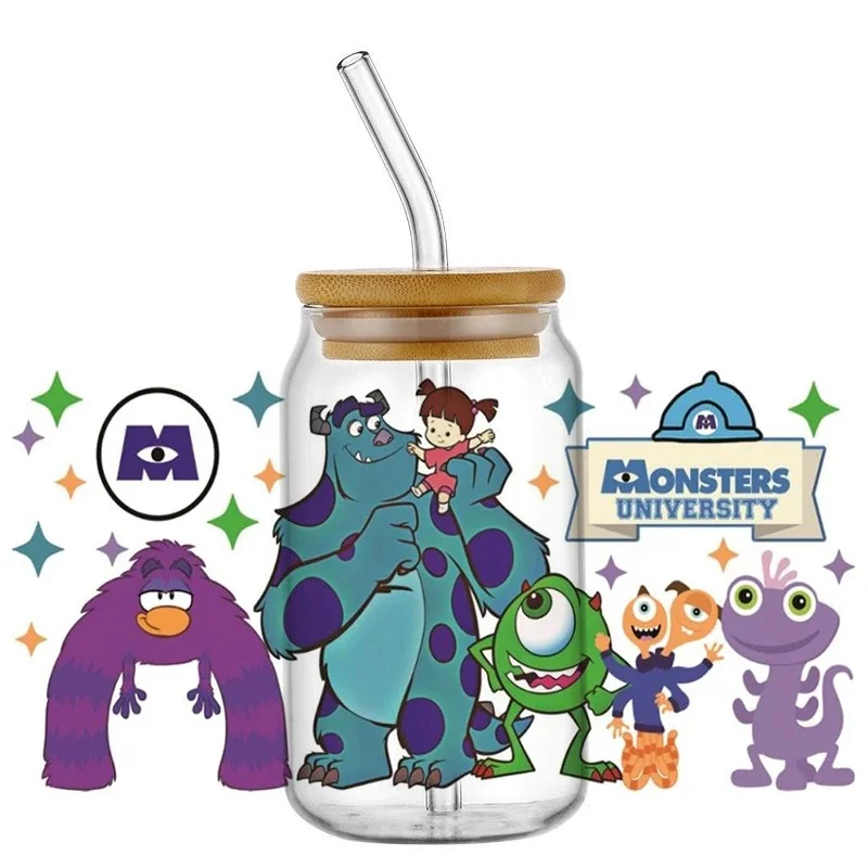 Popular Fluffy Big‑Eyed Cartoon Monster Waterproof UV DTF Transfer Stickers Cup Mug Wraps Decals for DIY 16oz Glass Can