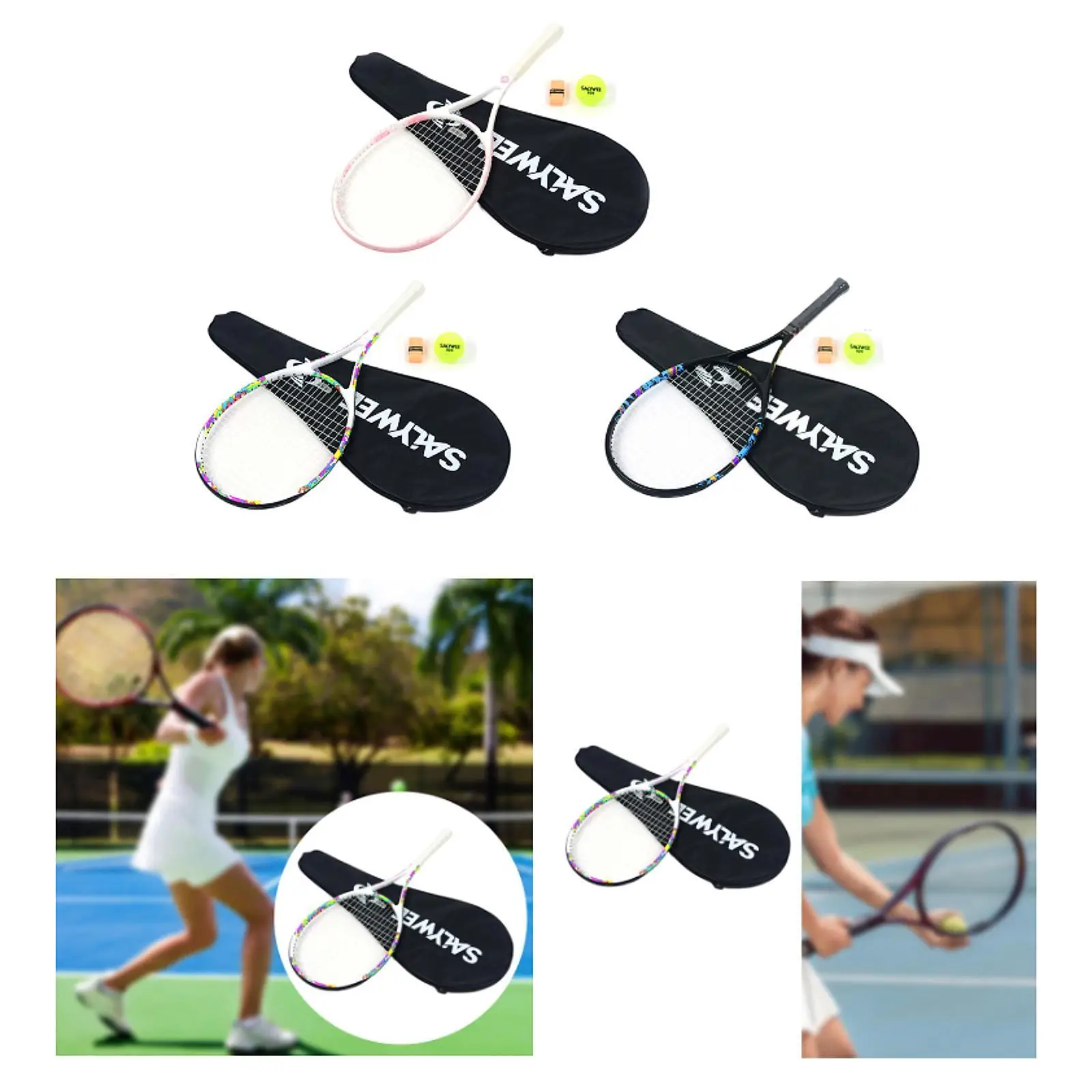 

Tennis Racket Kit Practice Comfortable Carbon Fiber Supplies Training Paddle for Birthday Gift Enthusiasts Outdoor Indoor Gym