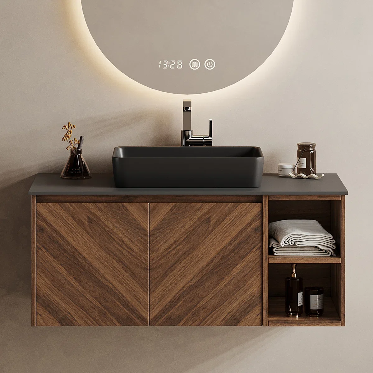

！@Combohome Factory Wholesale Modern Wooden Wall Hung Bathroom Furniture With Basin Sink Sets Bathroom Cabinet
