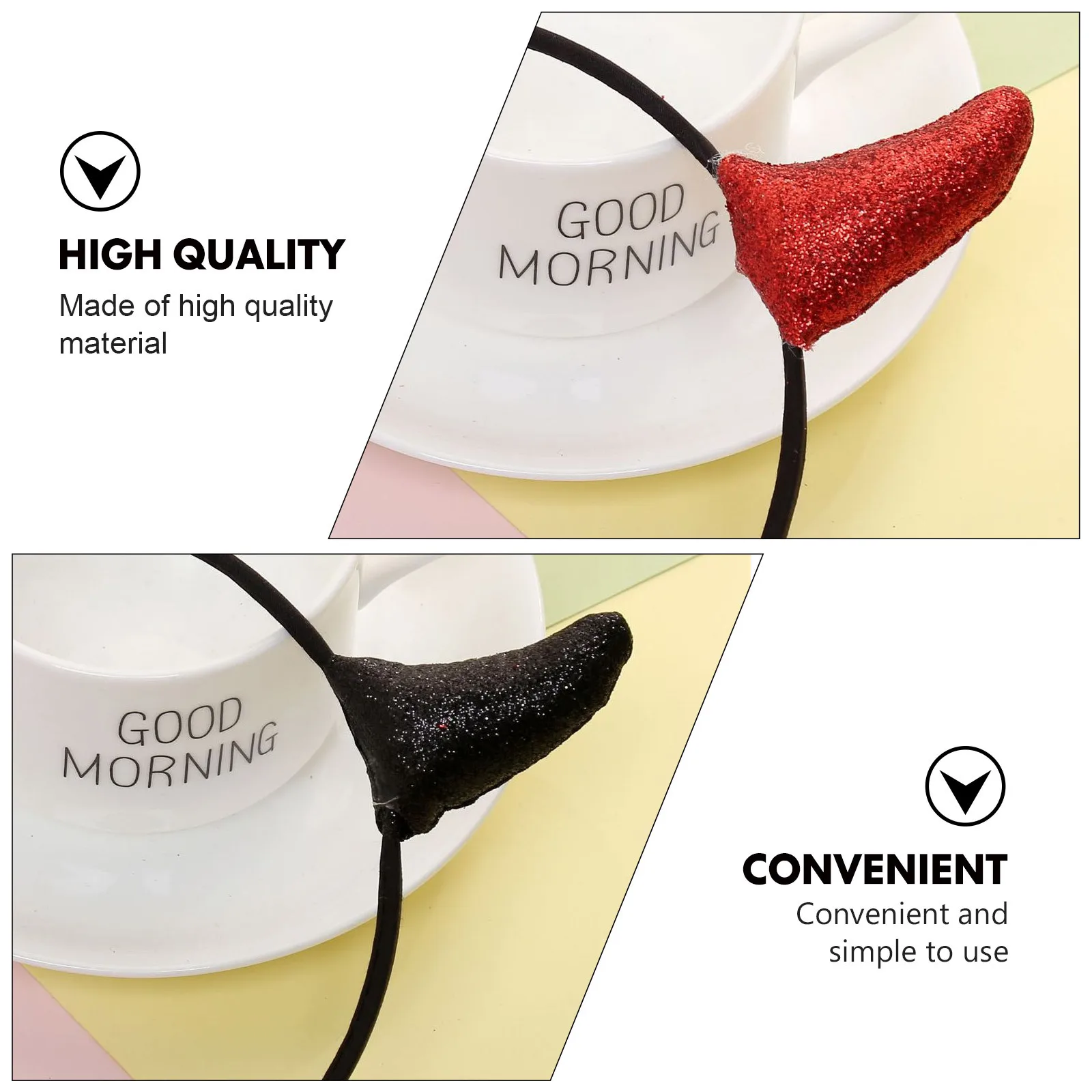 

2Pcs Halloween Headdress with Lovely Horns Detailed Beautiful Lightweight Non-Damage Hair Hoop Ideal for Cosplay Masquerade