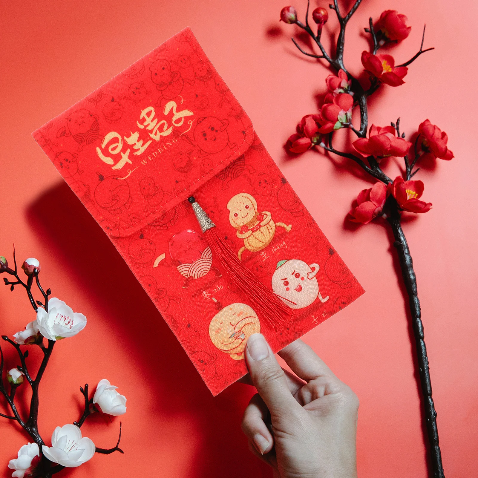 

Chinese Style Red Envelope Exquisite Retro Fabric Money Packet Wedding Supplies Elegant Red Packet for Chinese Wedding Hong Bao