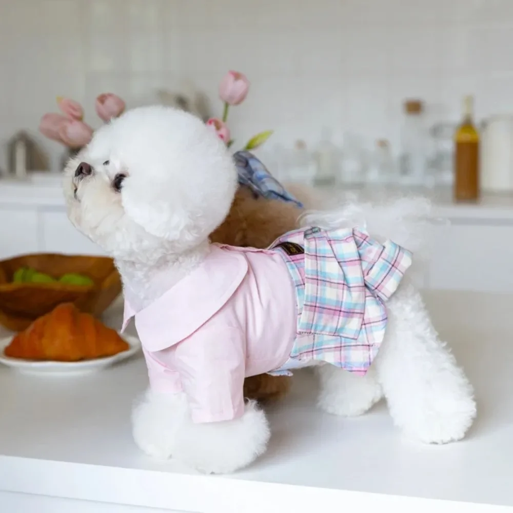 Autumn and Winter Ins Style Pet Clothing Cat and Dog Clothing Plaid Skirt with Pet Shirt Couple Set  Puppy Clothes Dogs Costume