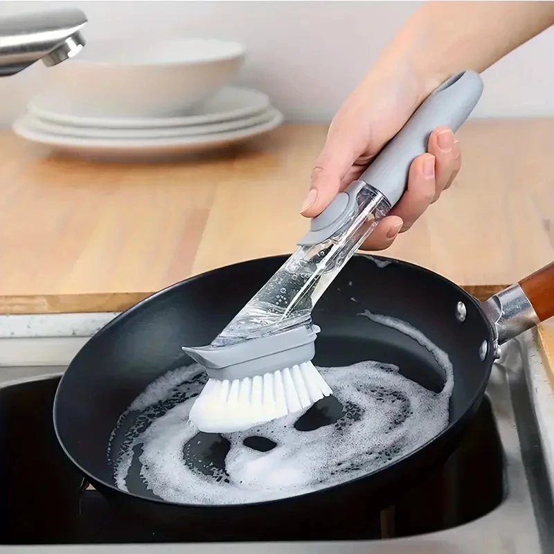 ฟองน้ำล้างจานขัดหม้อแปรงขัดล้างจานด้ามเครื่องจ่ายสบู่เหลวสำหรับซิงค์อุปกรณ์ทำครัวอุปกรณ์เสริม