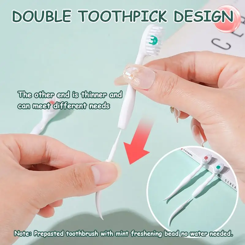 Mini Toothbrush Disposable Portable Bubble Toothbrush Soft Bristle Standard Brush with Toothpick Tongue Scraper 20pcs/box