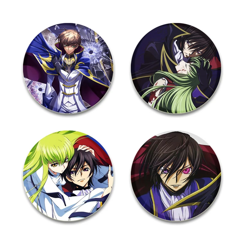 Code Geass Hangyaku No Lelouch R2 Tinplate Pins Round Cartoon Brooches for Backpack Cothes Accessories Anime Badge Decoration