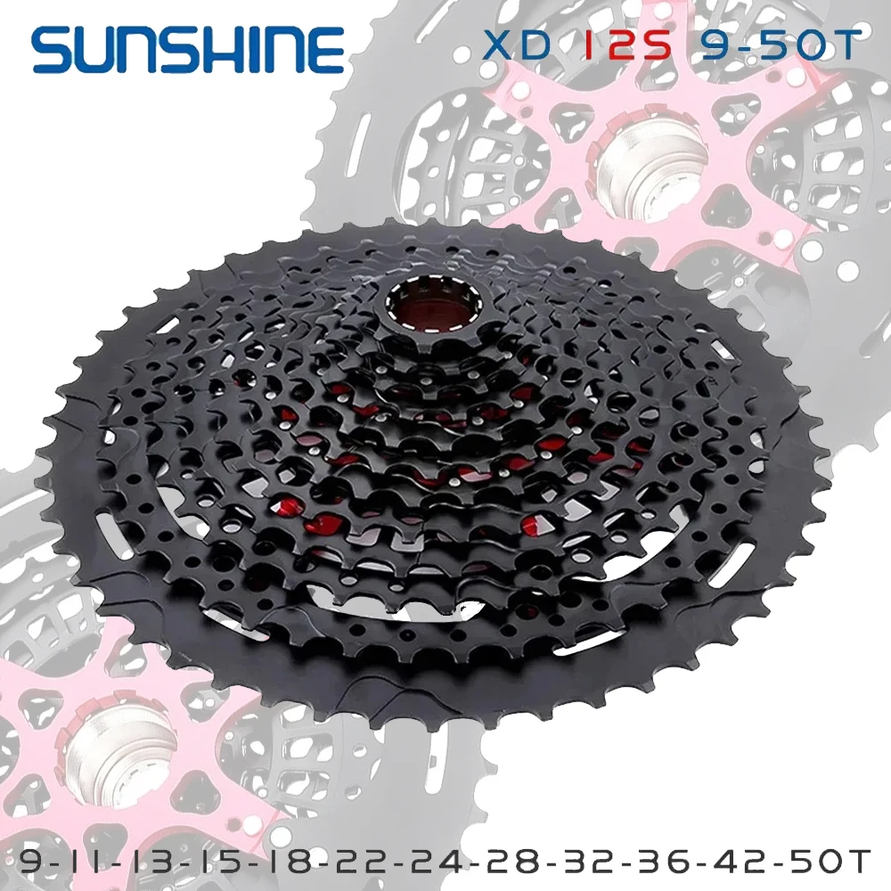 

SUNSHINE XD Structure 12-Speed MTB Freewheel (9-50T) XD Compatible with GX，XX1, X01 | Black Mountain Bike Drivetrain
