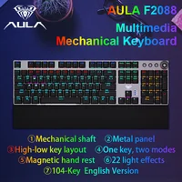 Teclado mecánico AULA F2088, teclado para juegos por cable, perilla multifunción, 104 teclas, teclado mágico retroiluminado, computación de programación Macro