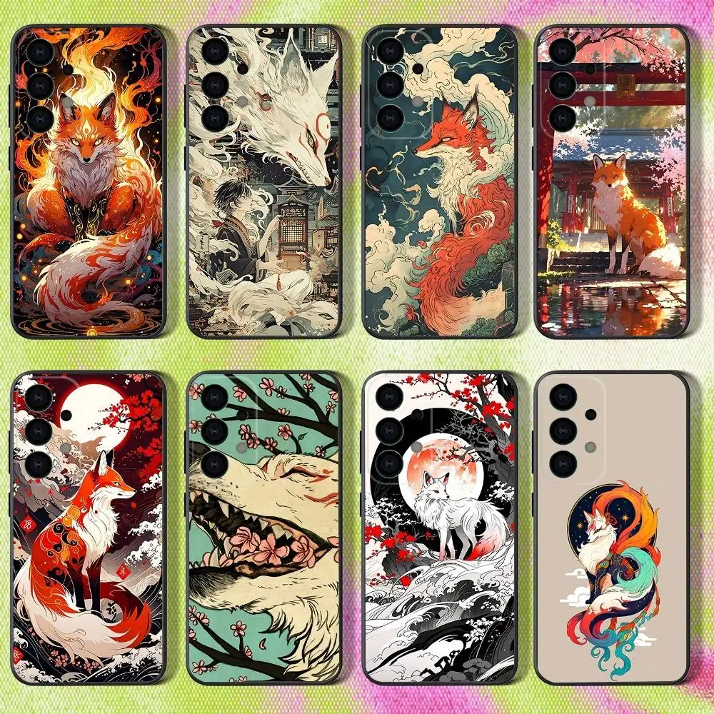 

Japanese Style Anime Fox Phone Case For Samsung S25,S24,S21,S22,S23,S30,Ultra,S20,Plus,Fe,Lite,Note,10,9,5G Black Cover