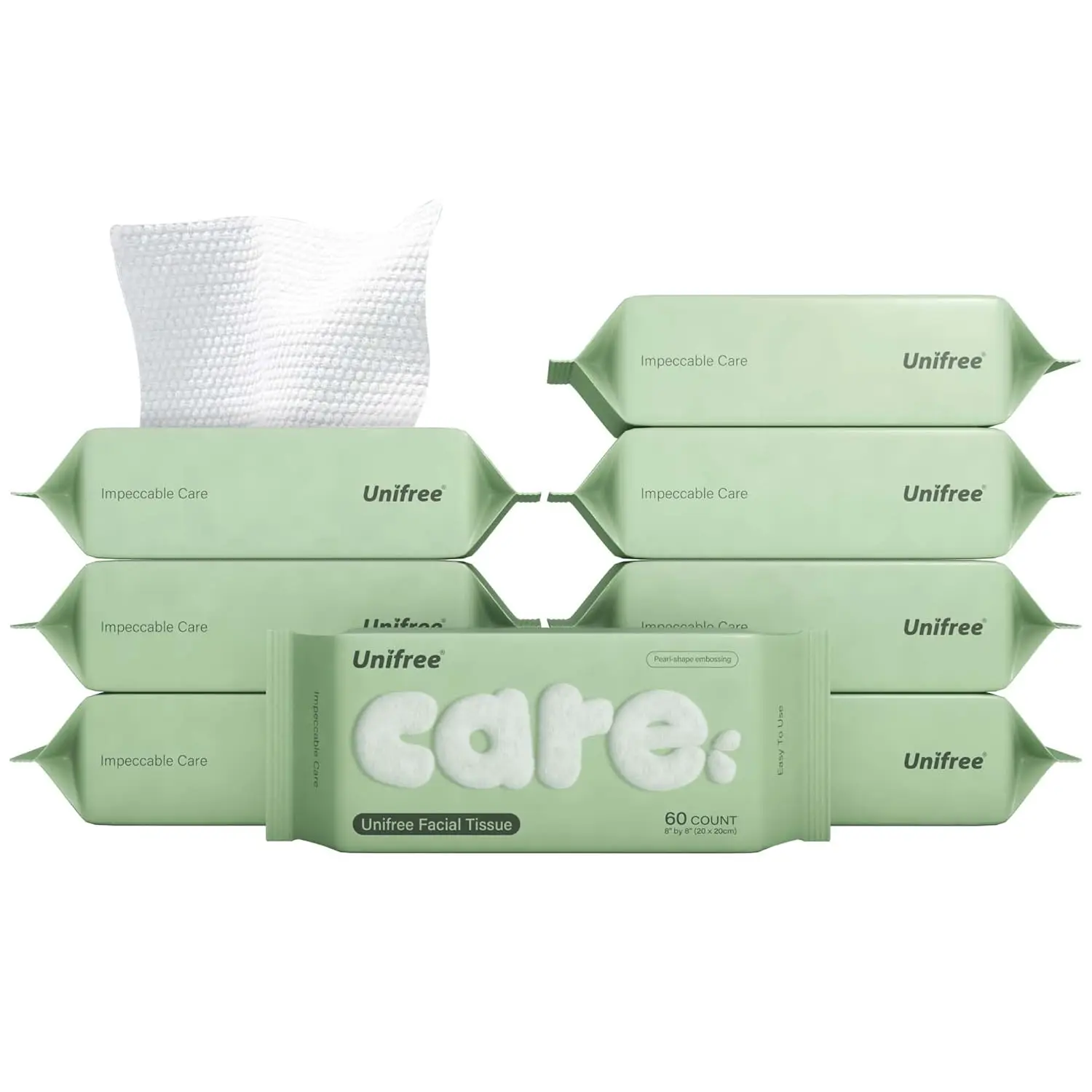 

Premium Dry Facial Tissues, 8-Pack Value Set, 480 Sheets - Soft, Biodegradable & Versatile