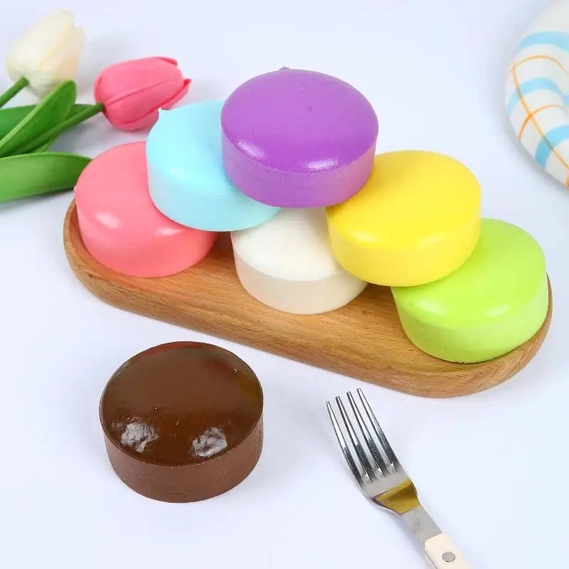1Pcs Round Cake Toy Colorful Pudding Shaped Squeeze Stress Relief Toys Soft Slow Rising Fidget Toy For Kids Party Decor Gift