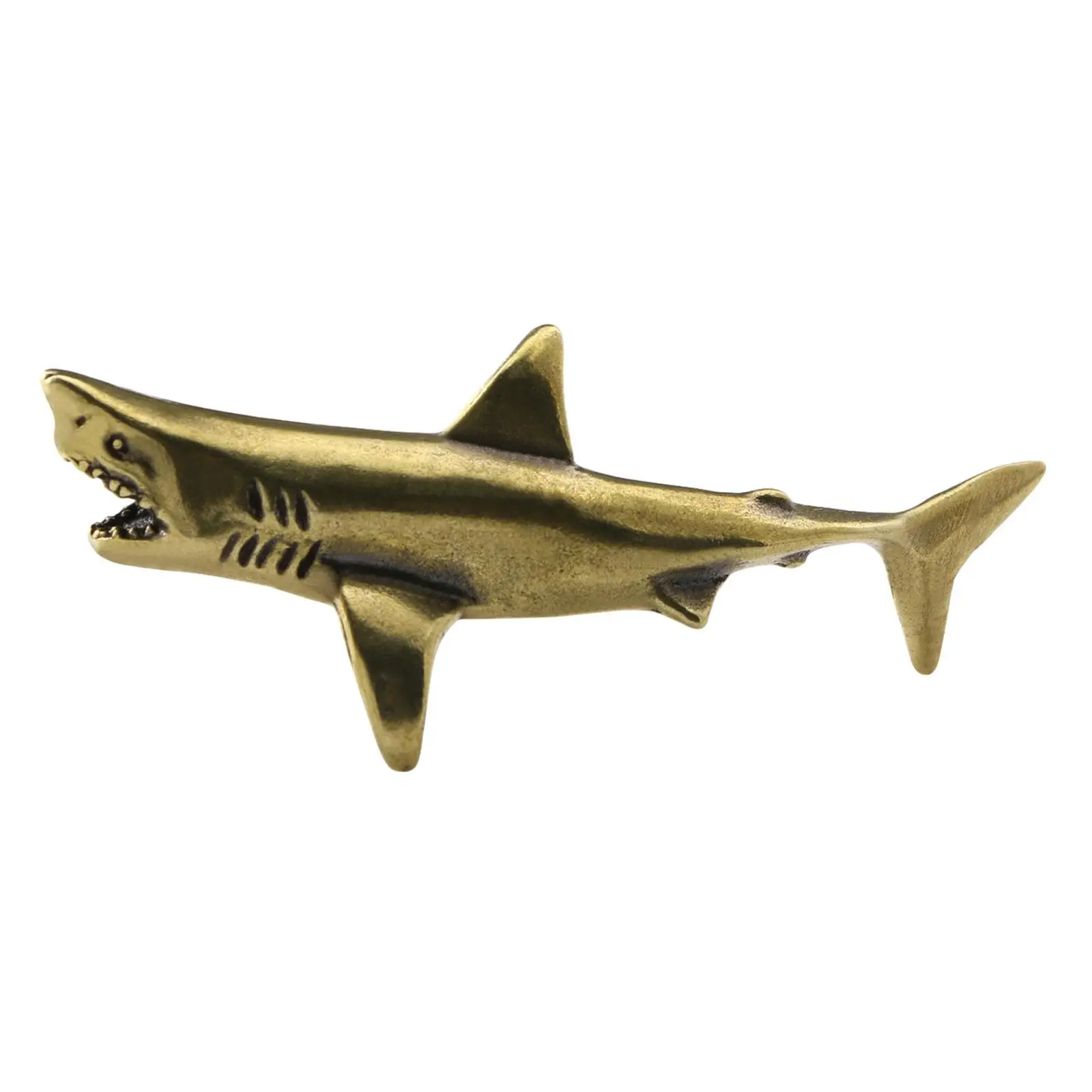 Shark Figurine Home Decoration Brass Sculpture Animal Model for Office Table Cabinet Collectible
