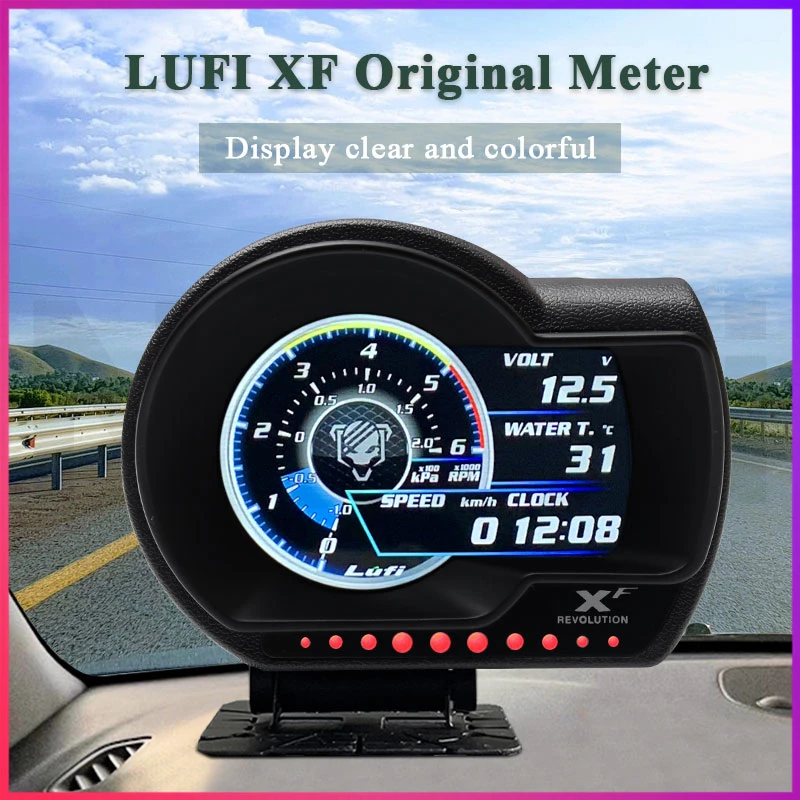 

lufi xf obd2 gauge digital turbo boost oil pressure temperature gauge for car Afr RPM Fuel level Smart Digital Gauge