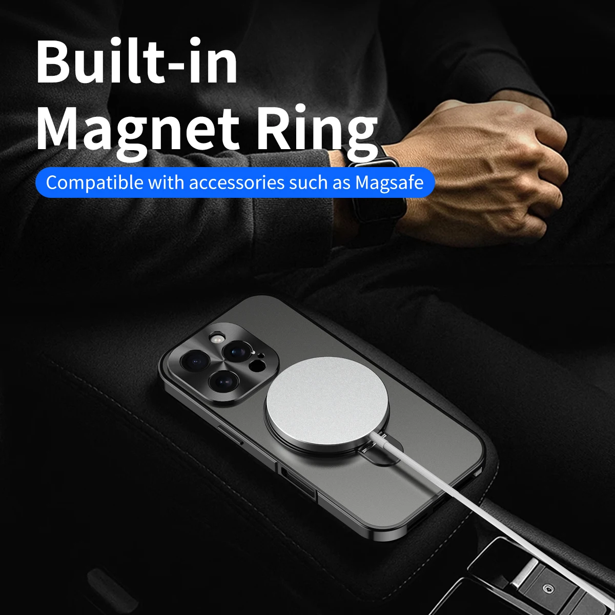 오리지널 컬러 백플레이트 폰 케이스, 아이폰 14 15 16 Pro Max 마그네틱 브래킷 메탈 프레임 올인클루시브 HD 고화질 커버