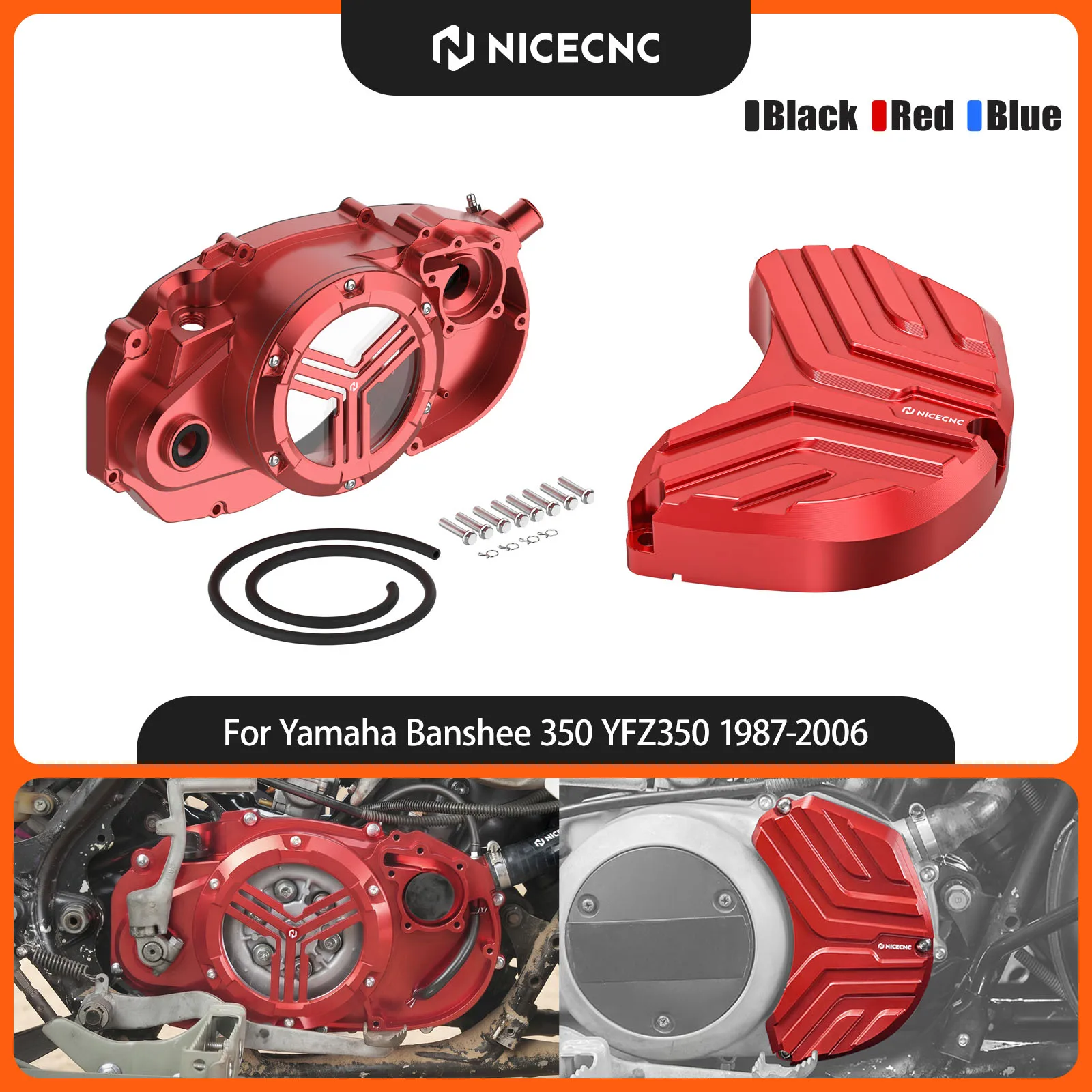 NICECNC For Yamaha Banshee 350 YFZ350 1987-2006 Clutch Cover Housing & Water Pump Cover Kit Aluminum Case Cover ATV Accessories