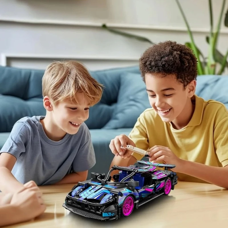 455 Pièces de Blocs de Construction Cyber Back, Voiture de Course Sportive Cyberpunk à Assembler, Modèle de Voiture Éducatif et de Collection pour les Amateurs