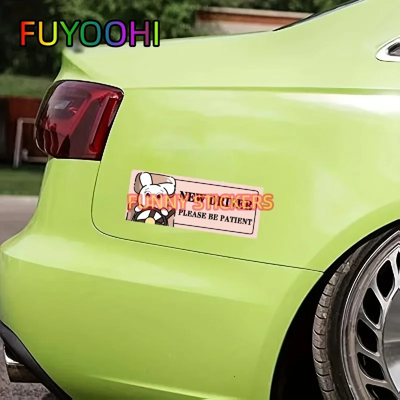FUYOOHI New Driver for Car Sign,Student Driver Sticker Safety Sign for Car,Vehicle Keep Distance Sign Rabbit Driver Sticker