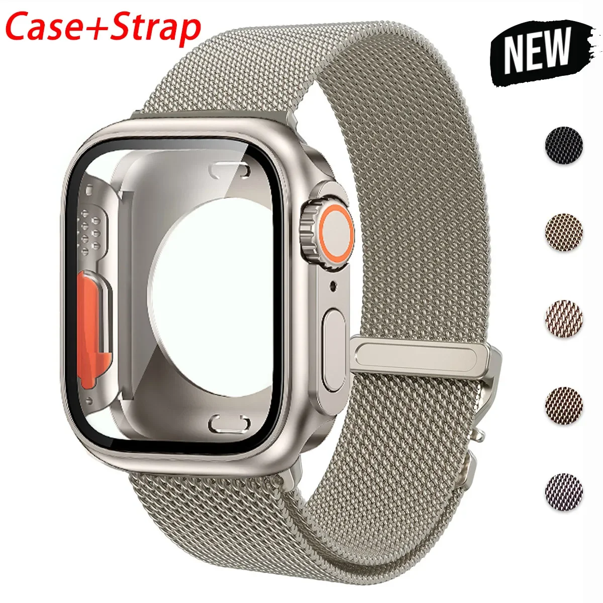 Strap+Case For Apple watch S10 42mm 41 40 44 45 46MM Milanese bracelet Change To Ultra Bumper Cover For iWatch Series 10 8 9 7 6