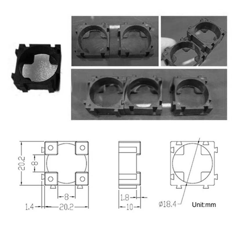 300Pcs 18650 Battery Safety Anti-Vibration Bracket Cylindrical Bracket 22X22 Mm Lithium Battery Bracket