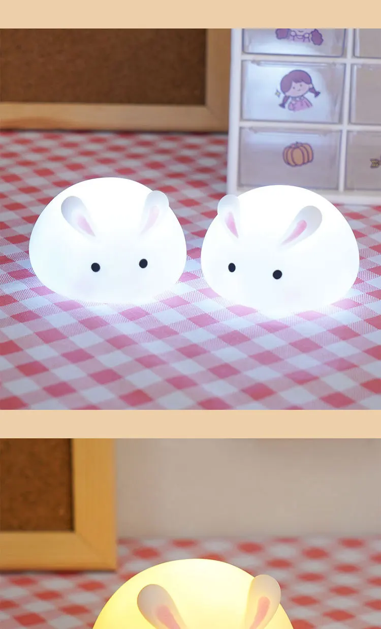 Mini Cute Bunny Night Light Cute Girly Heart Ornament Bedroom Ornament Sleeping Lamp Girl Birthday Gift Atmosphere Table Lamp