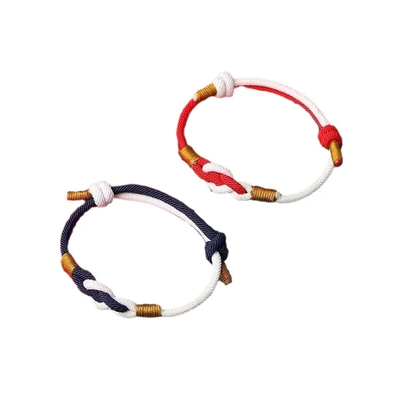 طويلة أبدية لبعضنا البعض تصميم صغير المنسوجة اليد حبل عقدة متحدة المركز سوار زوجين طالب Qixi الحب رمز Holid