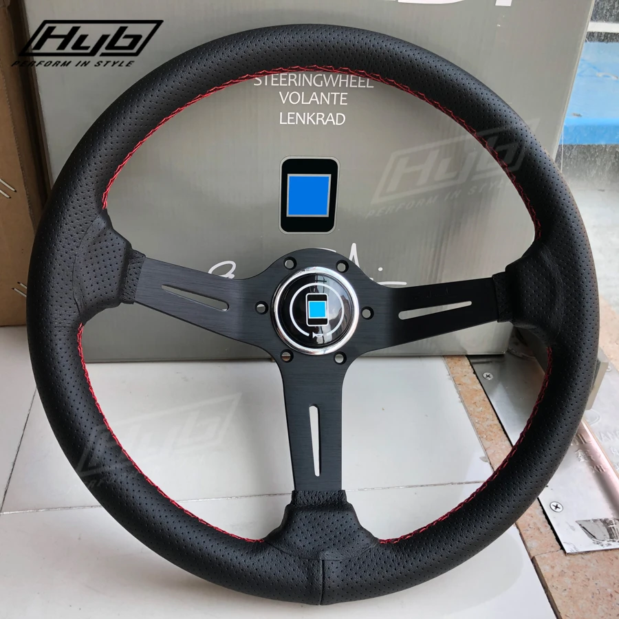 14Inch Leather JDM Car Steering Wheel Rally Racing Car Classic Sports Steering Wheel