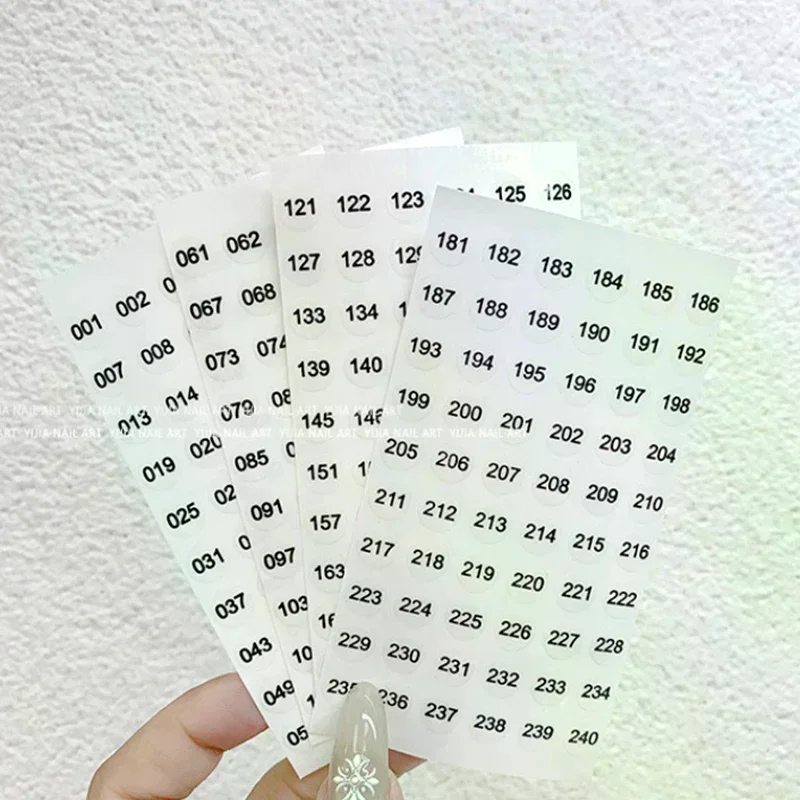 4Sheets 1/4Sheets Waterproof 1/4 Laser Number Label Stickers for Diy Craft Self Adhesive Nail Polish Lipstick Color Number Tags