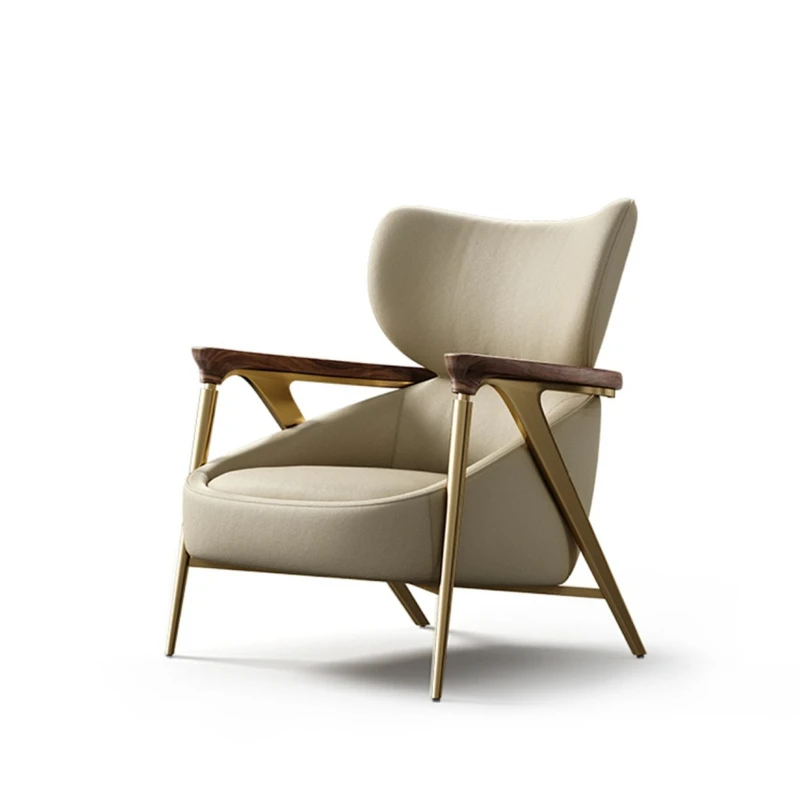 

Leisure chair full leather single designer light luxury Italian minimalist sofa chair