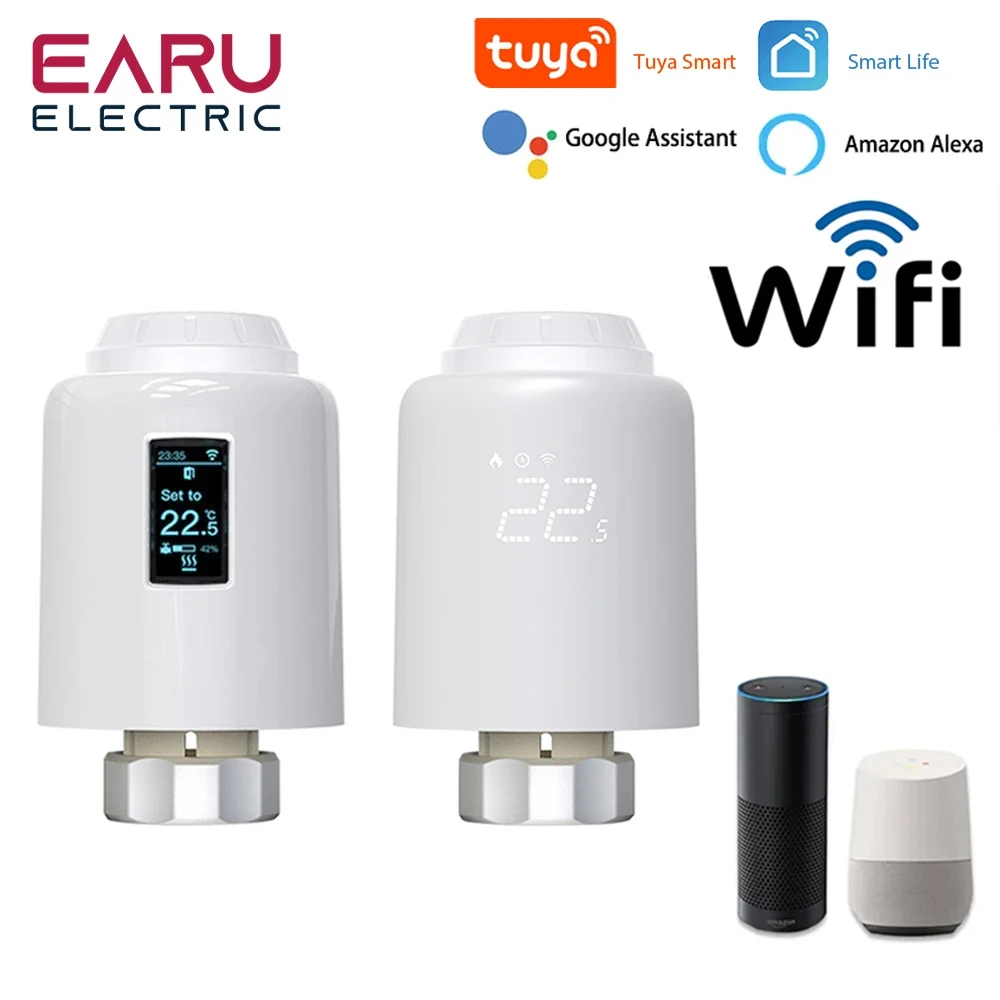 

Tuya Smart WiFi Thermostat Radiator TRV Programmable Thermostatic Actuator Heating Remote Temperature Controller Alexa Google