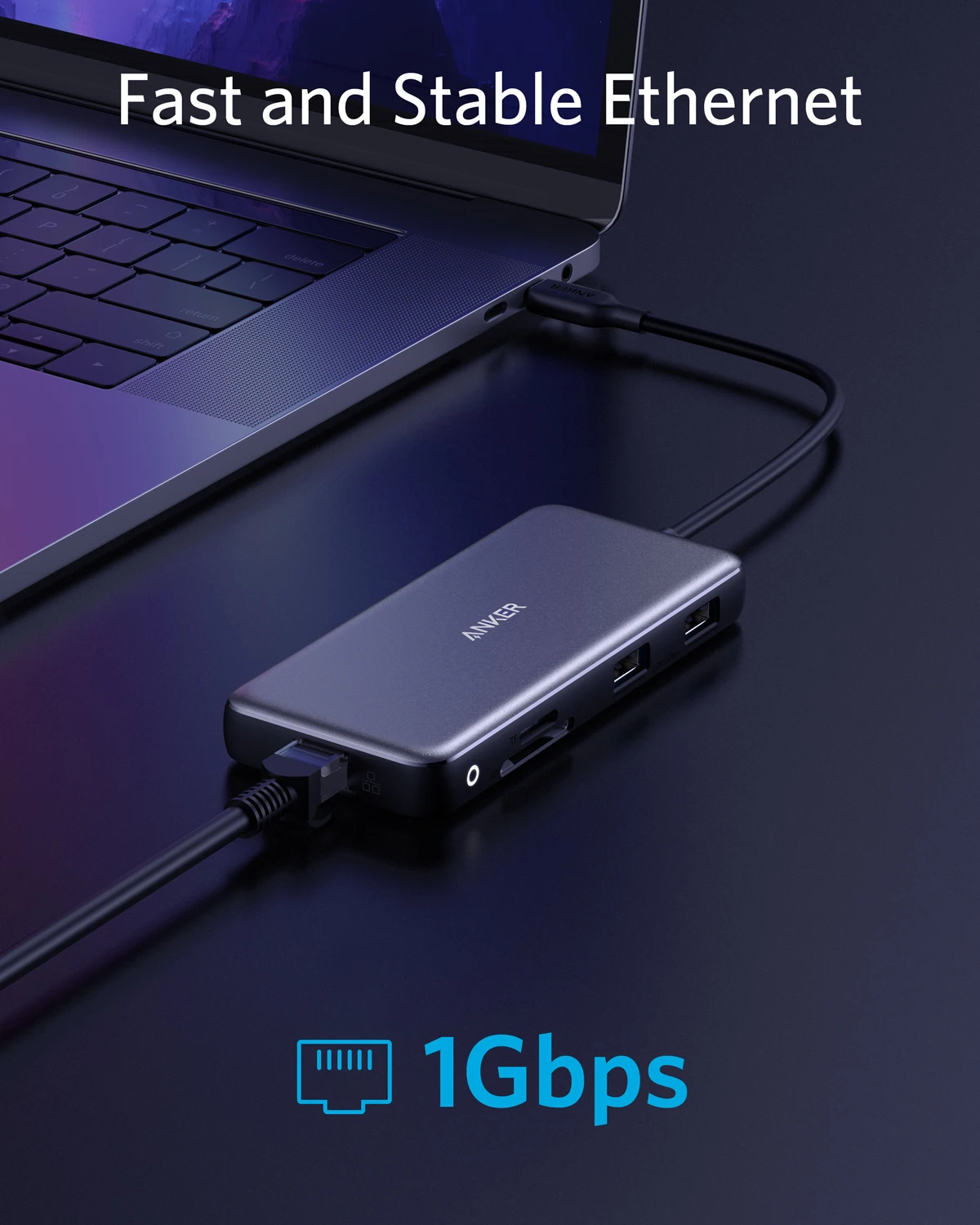 Anker 555 USB C Hub PowerExpand 8-in-1 Type c Hub with 100W Power Delivery 4K 60Hz HDMI Port 10Gbps Usb Hub Type C