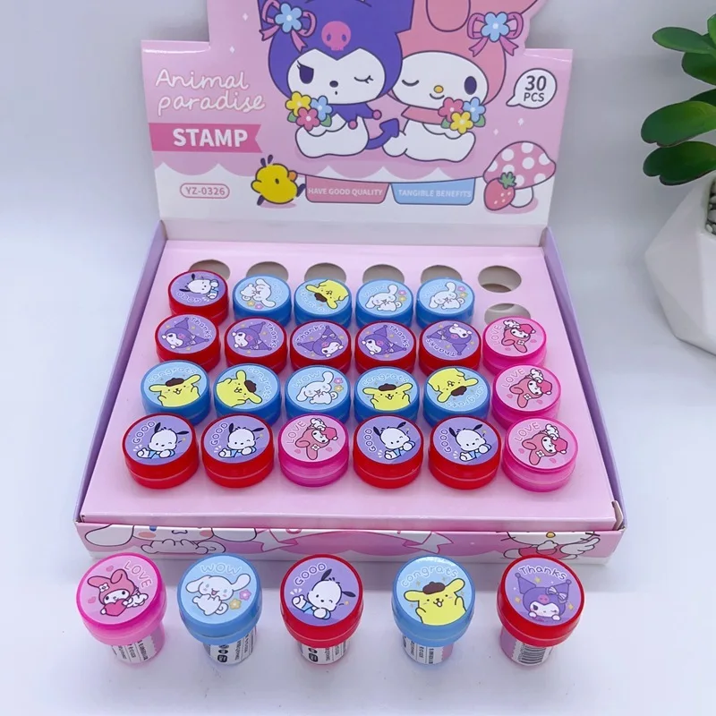 Sanrio Cartoon Seal 30pcs Cinnamoroll Mymelody Kuromi Pompompurin Students Praise And Encourage Children Cute Toys Birthday Gift